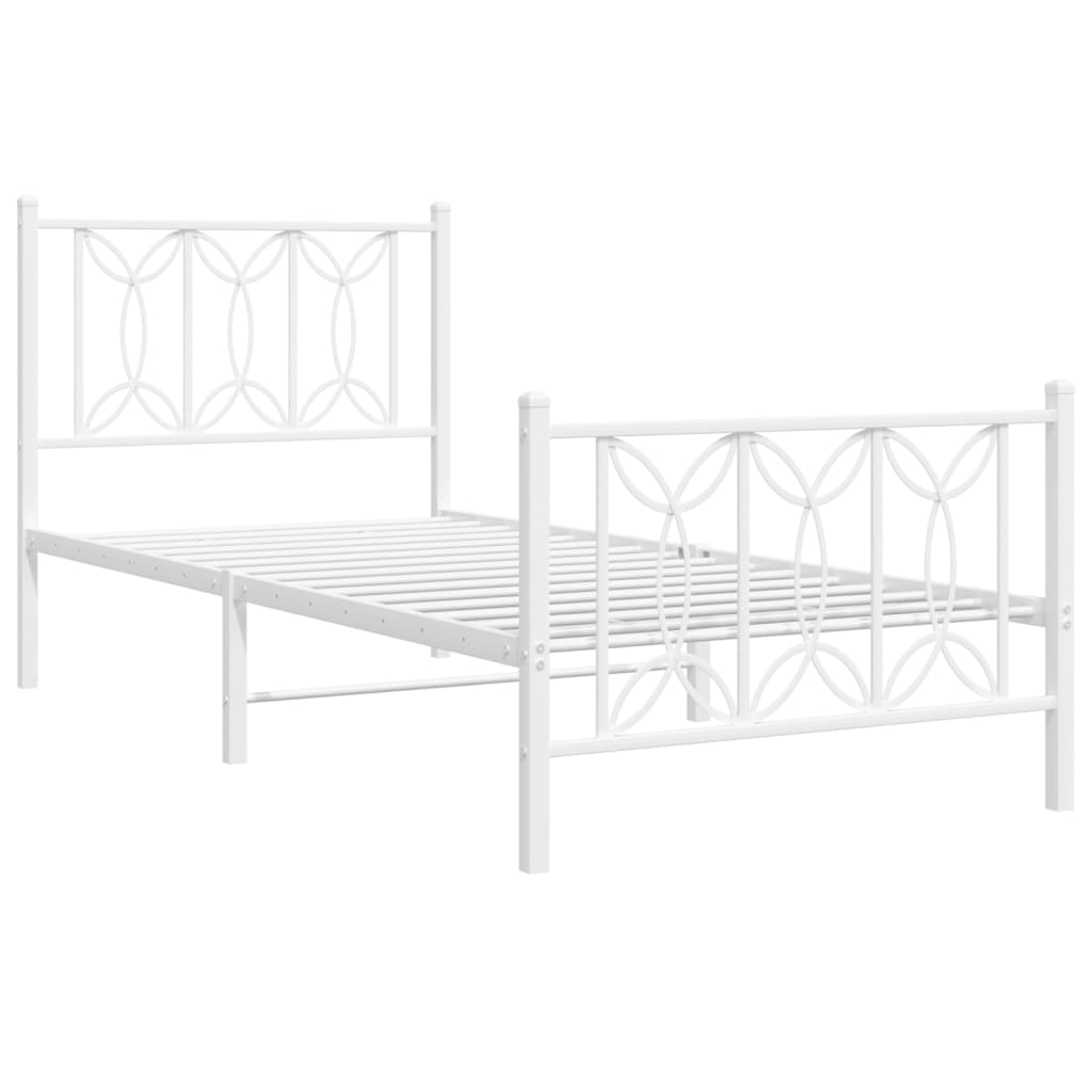 Sengeramme i metall med hode- og fotgavl hvit 80x200 cm
