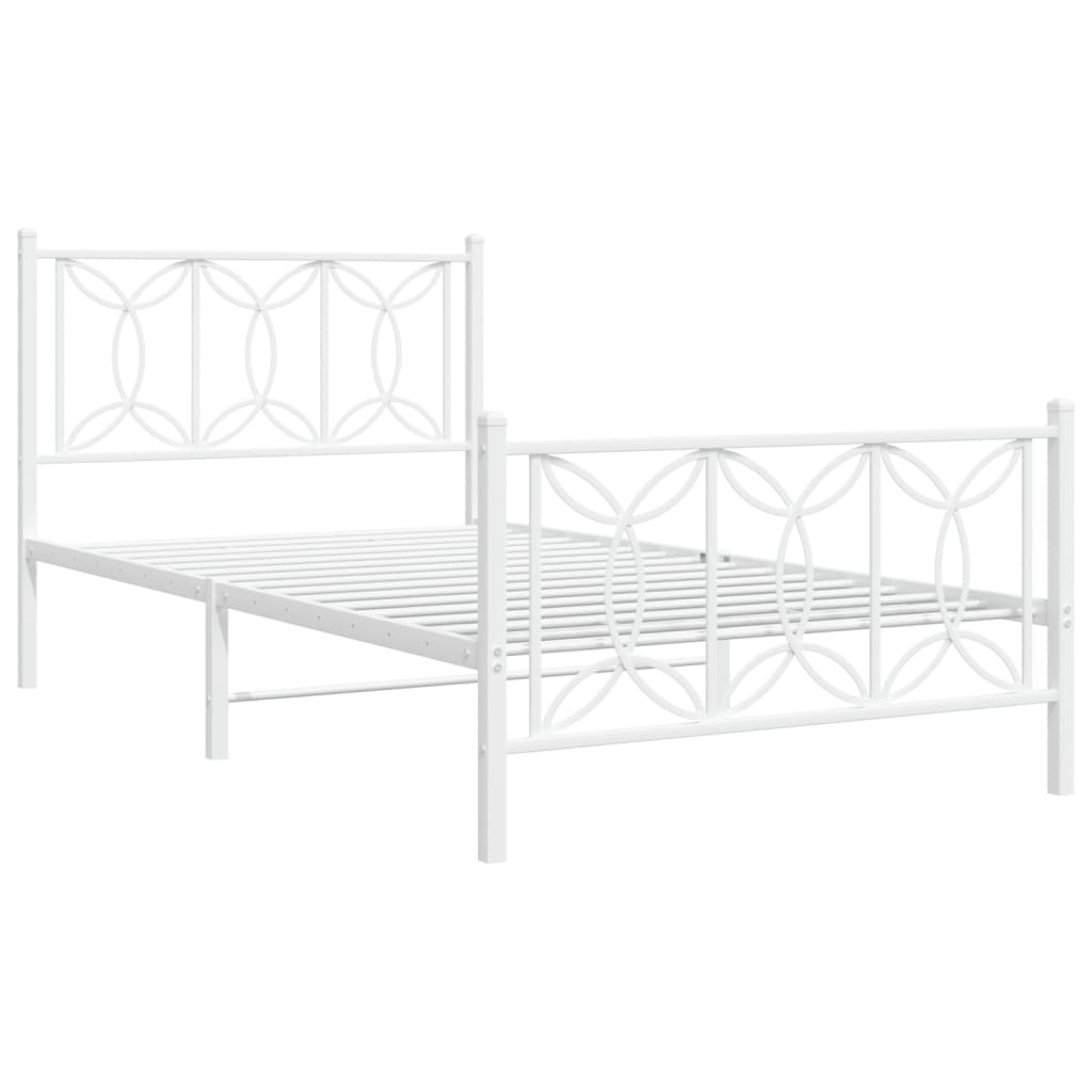 Sengeramme i metall med hode- og fotgavl hvit 100x200 cm