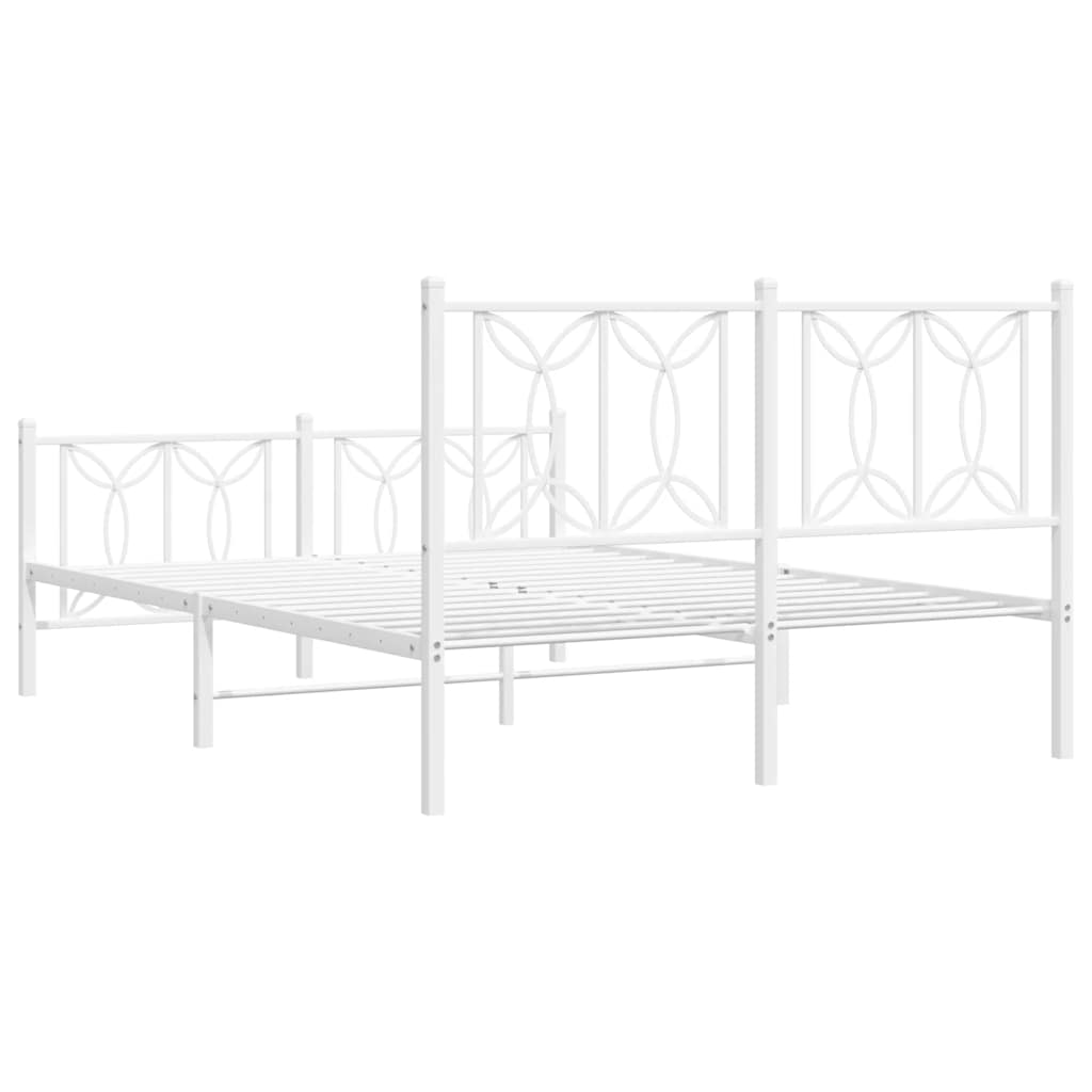 Sengeramme i metall med hode- og fotgavl hvit 135x190 cm