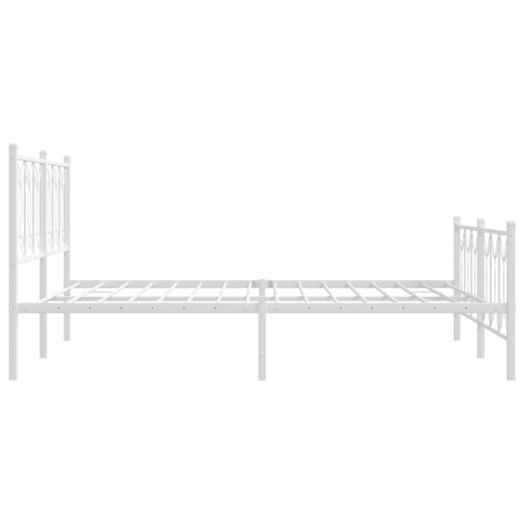 Sengeramme i metall med hode- og fotgavl hvit 150x200 cm