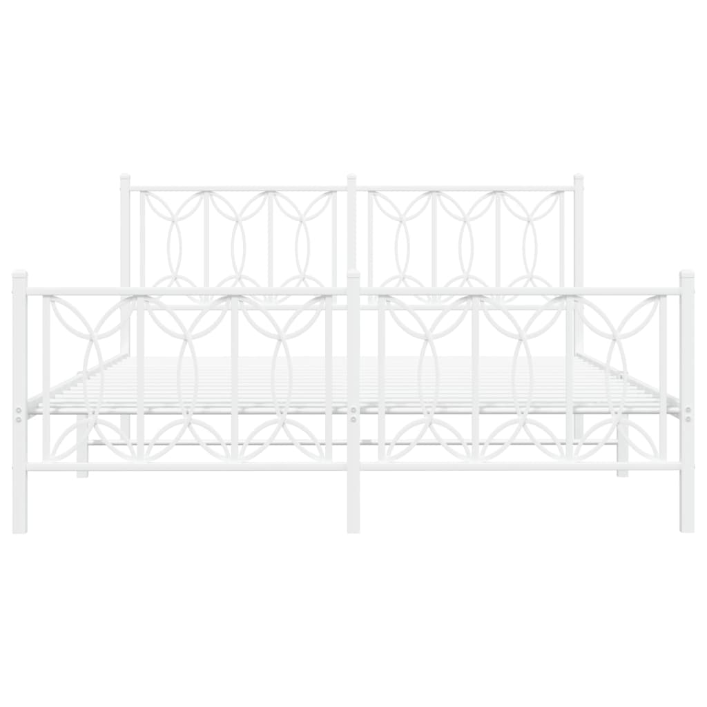 Sengeramme i metall med hode- og fotgavl hvit 160x200 cm