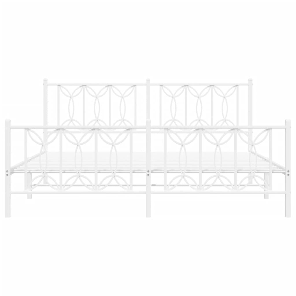 Sengeramme i metall med hode- og fotgavl hvit 180x200 cm