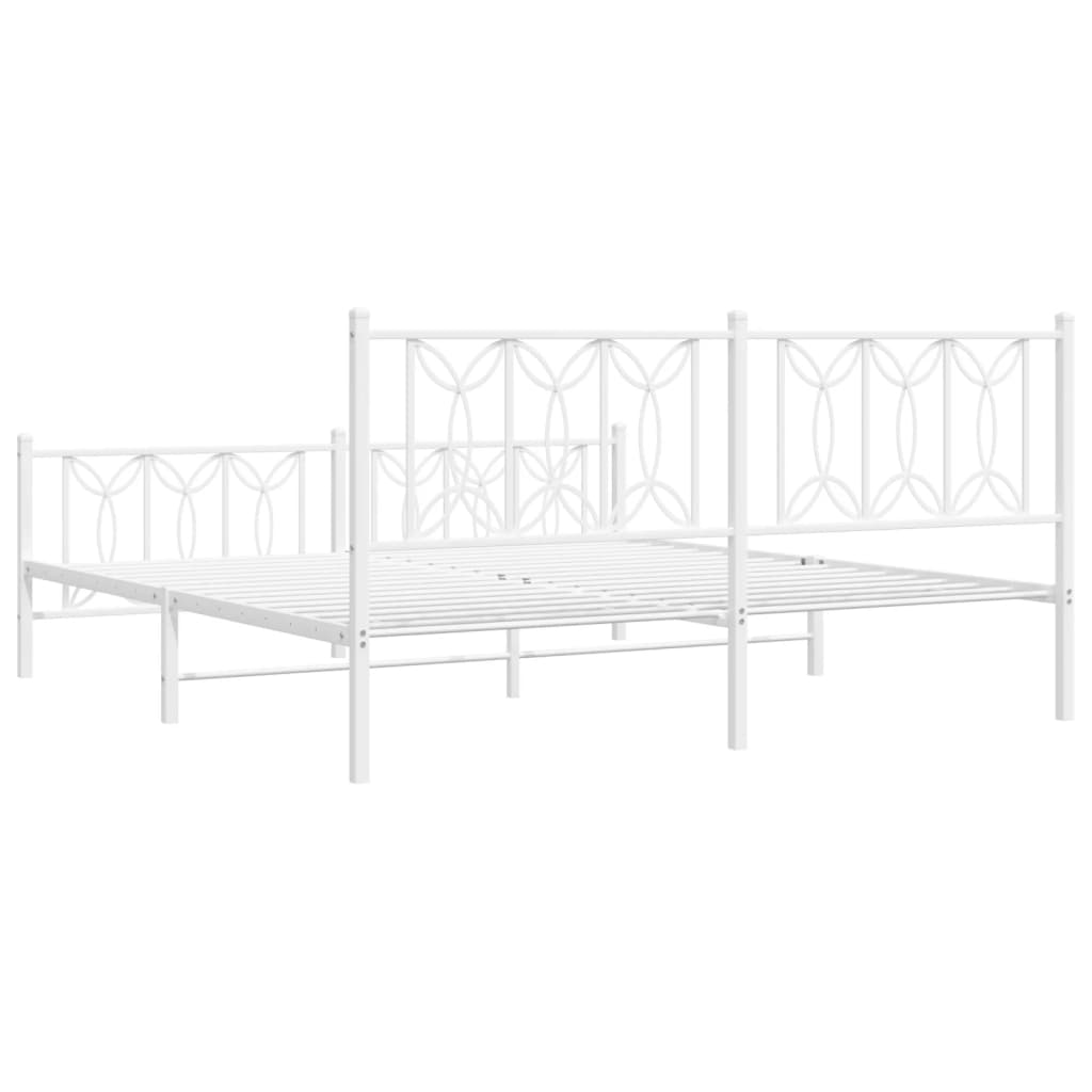 Sengeramme i metall med hode- og fotgavl hvit 180x200 cm