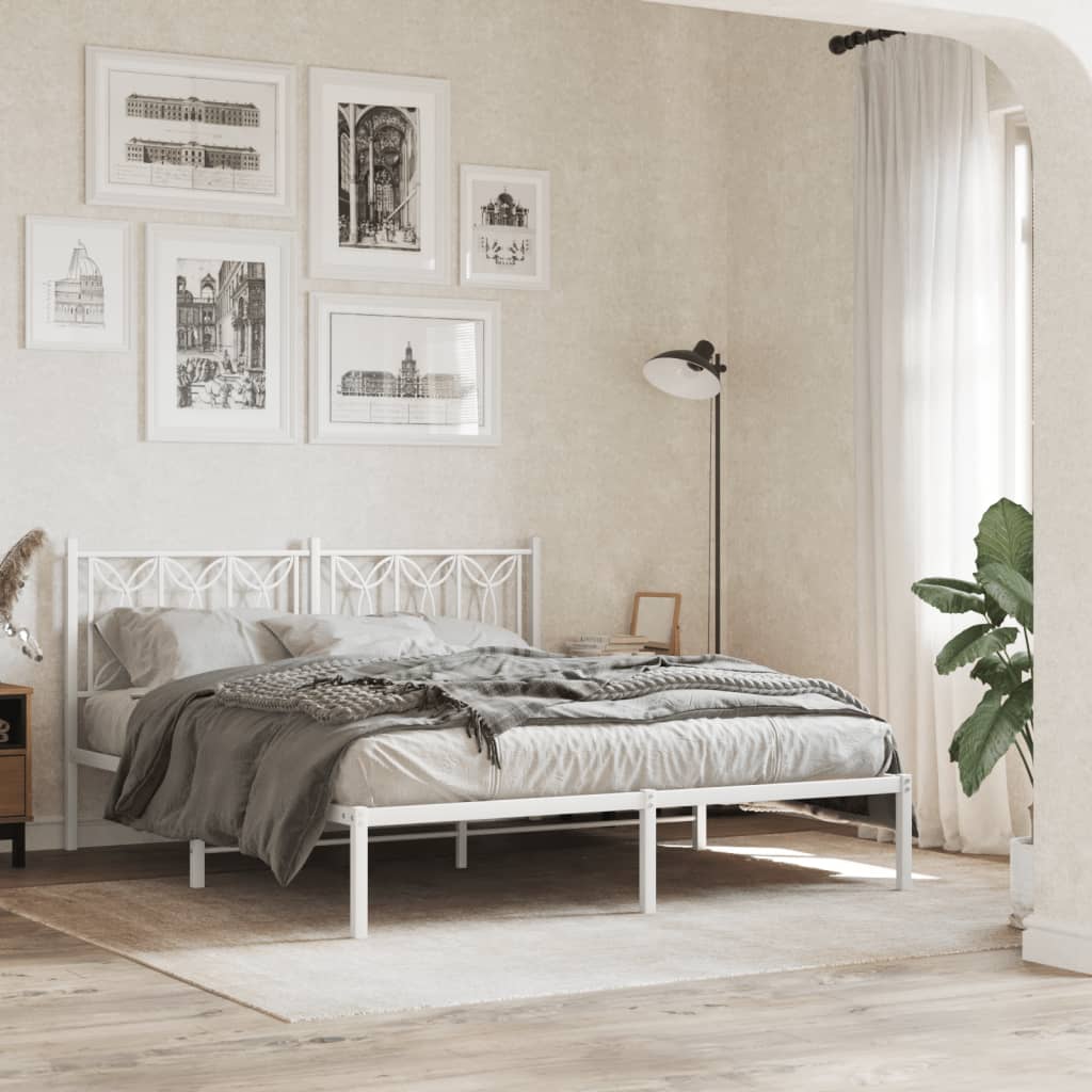 Utskiftbar sengegavl i metall hvit 150 cm vidaXL