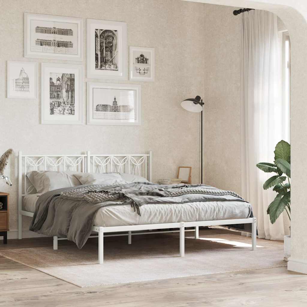 Utskiftbar sengegavl i metall hvit 160 cm vidaXL