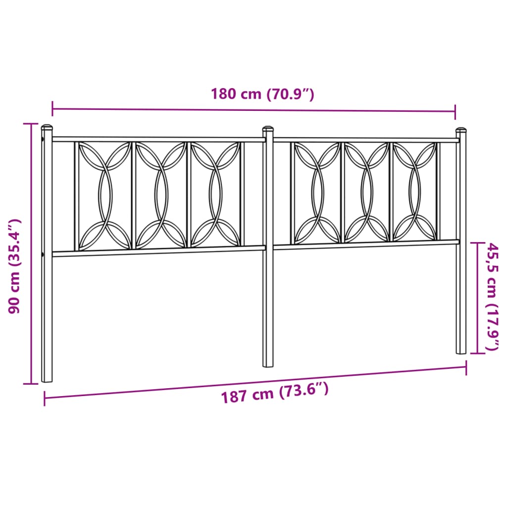 Utskiftbar sengegavl i metall hvit 180 cm