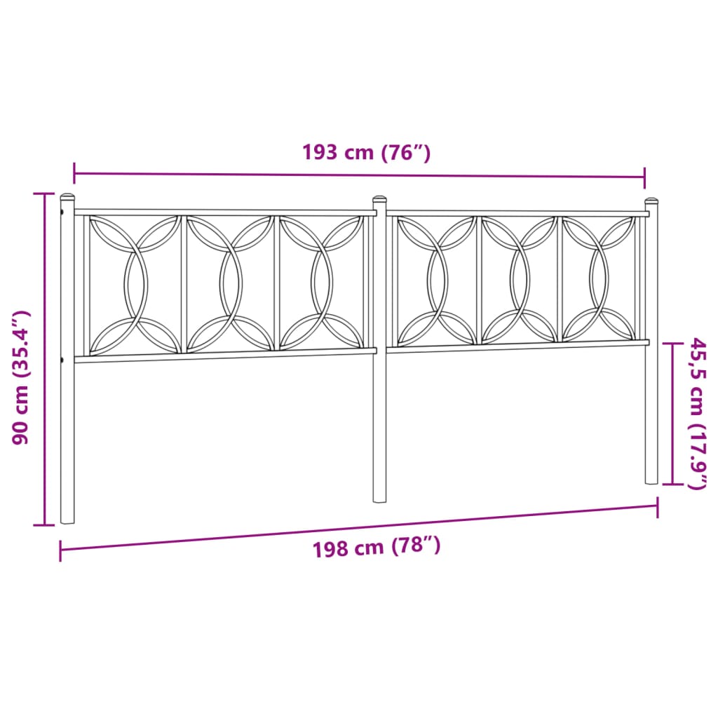 Utskiftbar sengegavl i metall hvit 193 cm