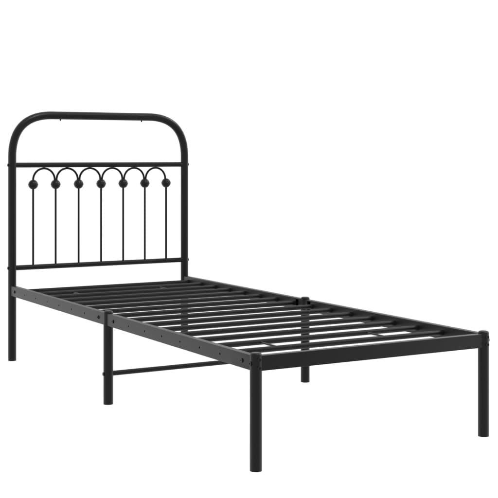 Sengeramme i metall med hodegavl svart 75x190 cm