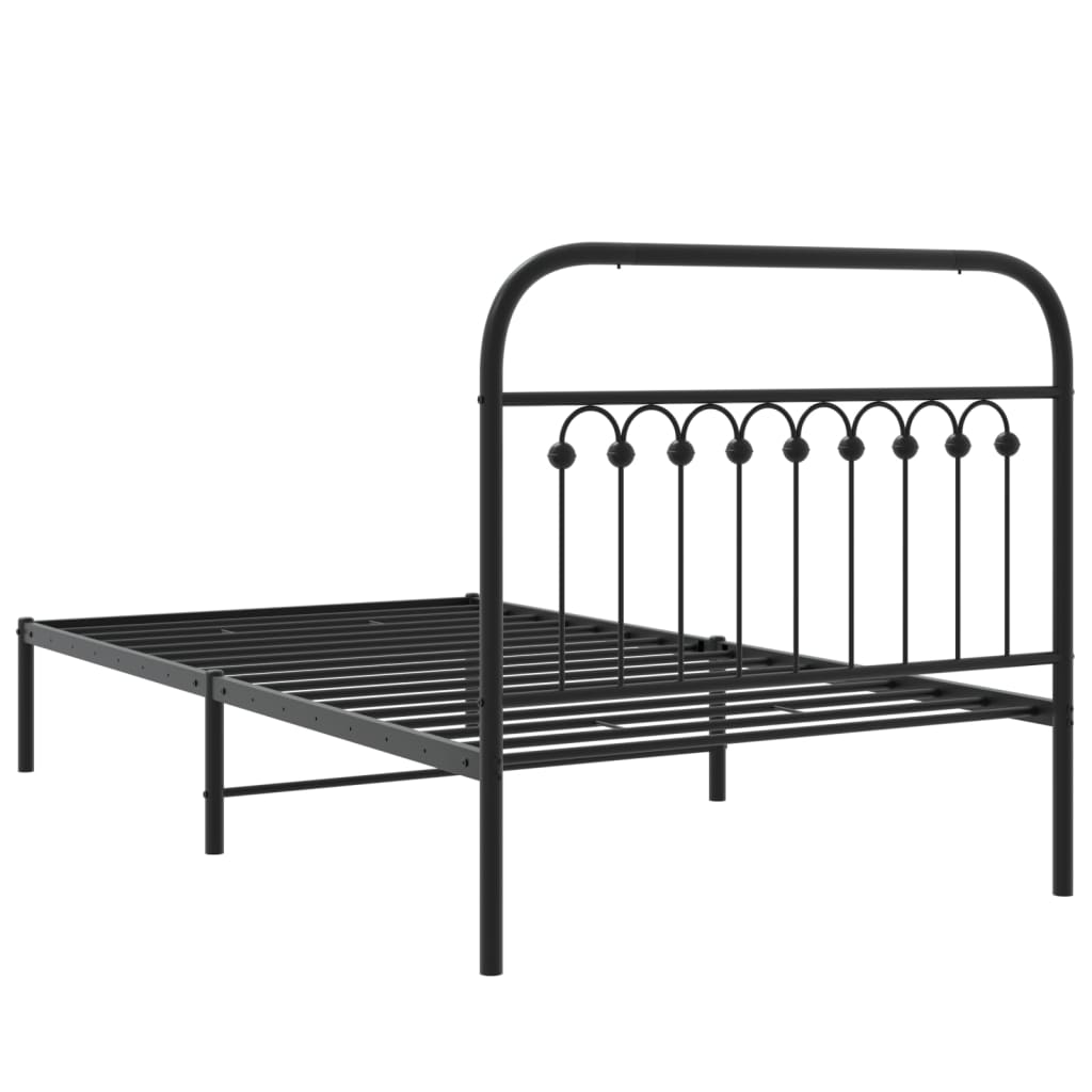 Sengeramme i metall med hodegavl svart 100x190 cm