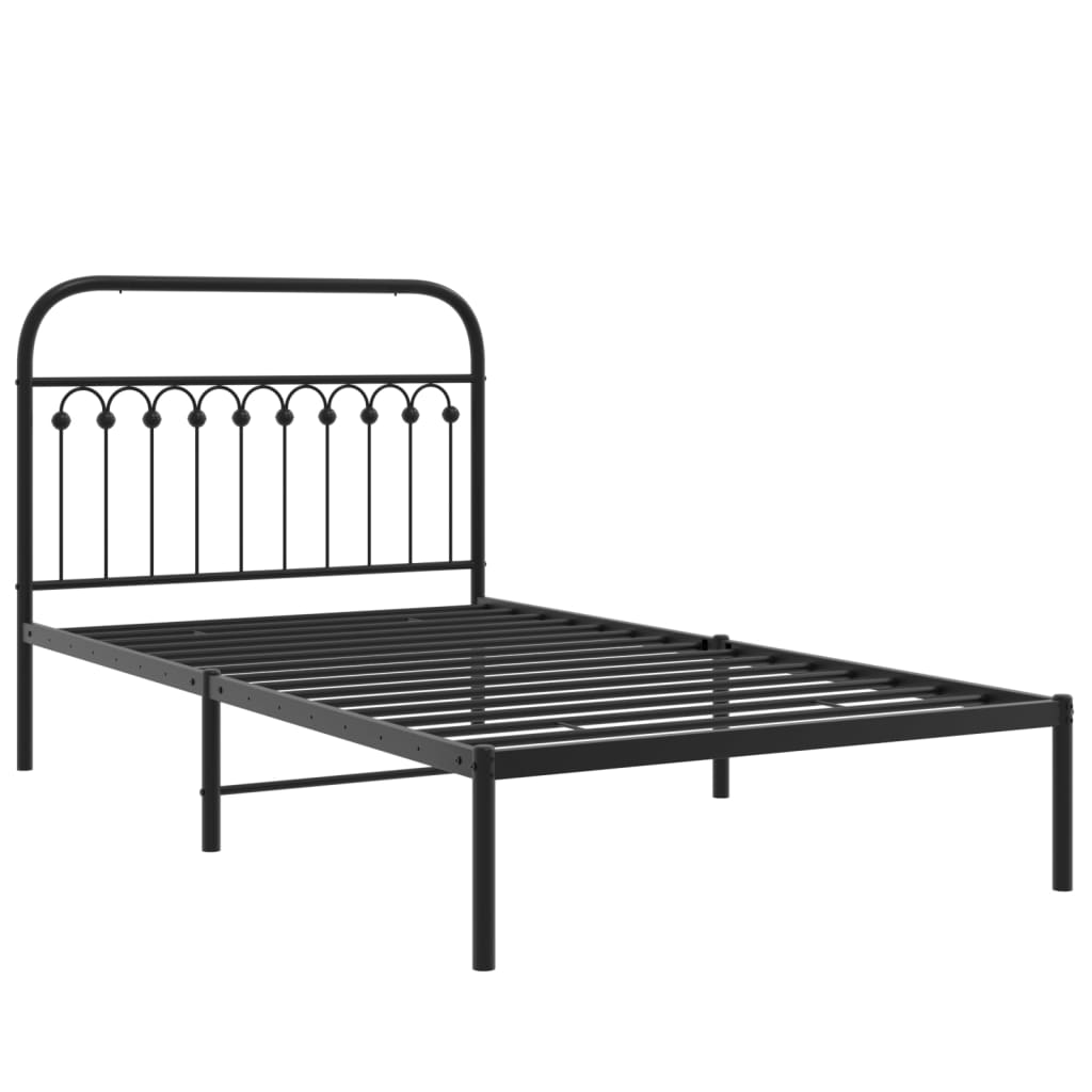 Sengeramme i metall med hodegavl svart 107x203 cm