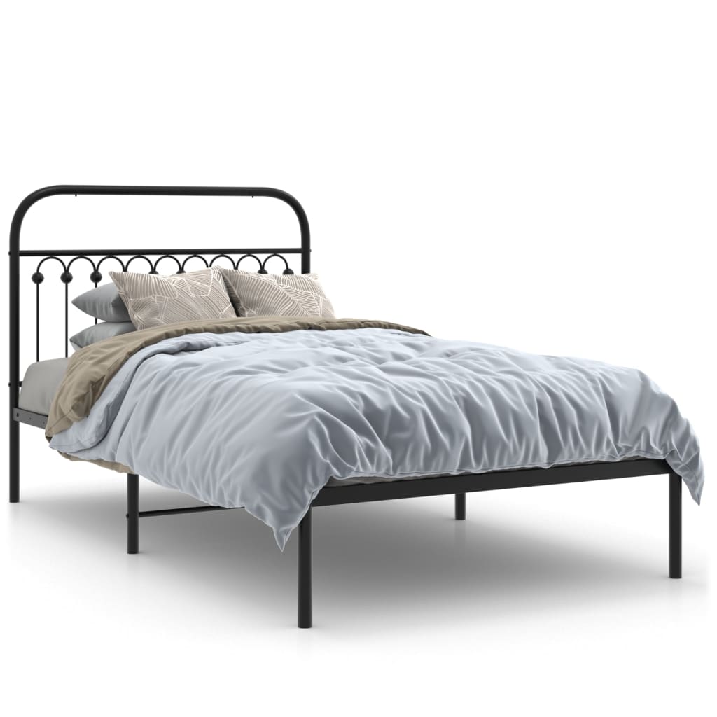 Sengeramme i metall med hodegavl svart 107x203 cm