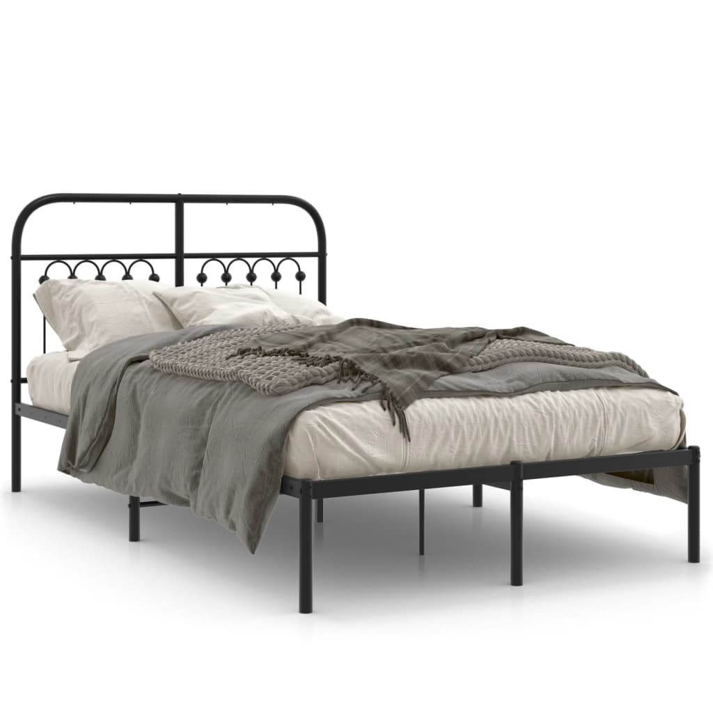 Sengeramme i metall med hodegavl svart 120x190 cm