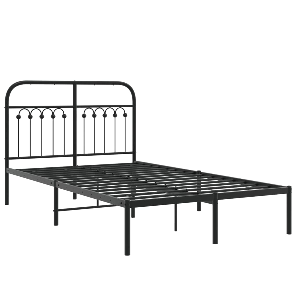 Sengeramme i metall med sengegavl svart 120x200 cm