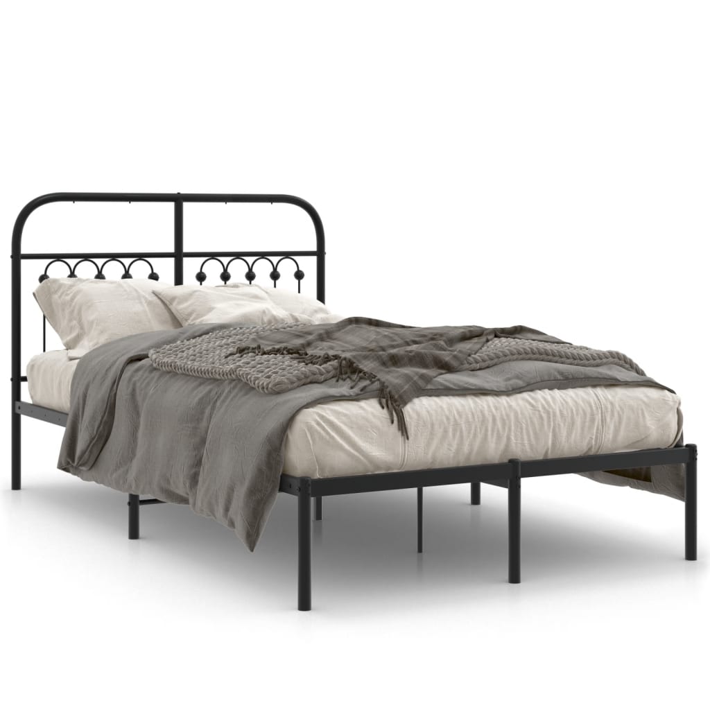Sengeramme i metall med sengegavl svart 120x200 cm