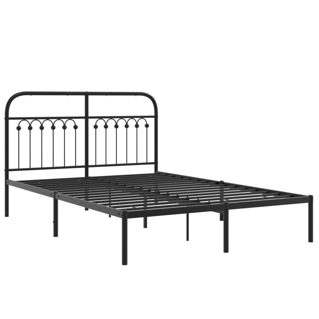 Sengeramme i metall med hodegavl svart 140x190 cm