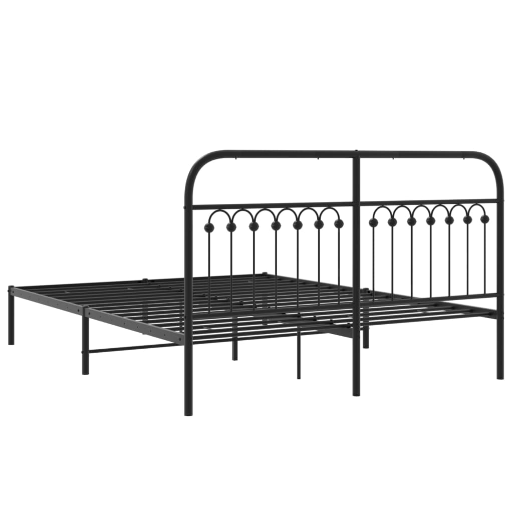 Sengeramme i metall med sengegavl svart 150x200 cm
