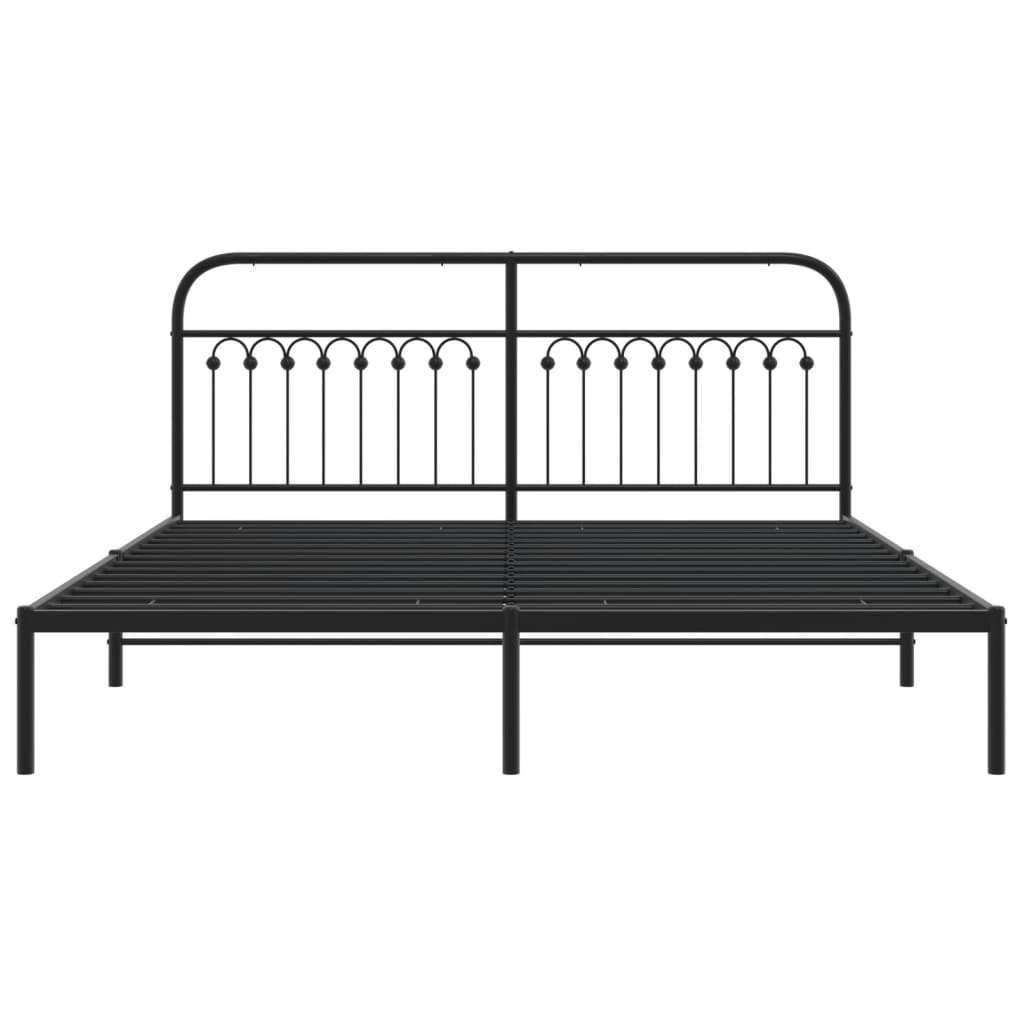 Sengeramme i metall med sengegavl svart 183x203 cm