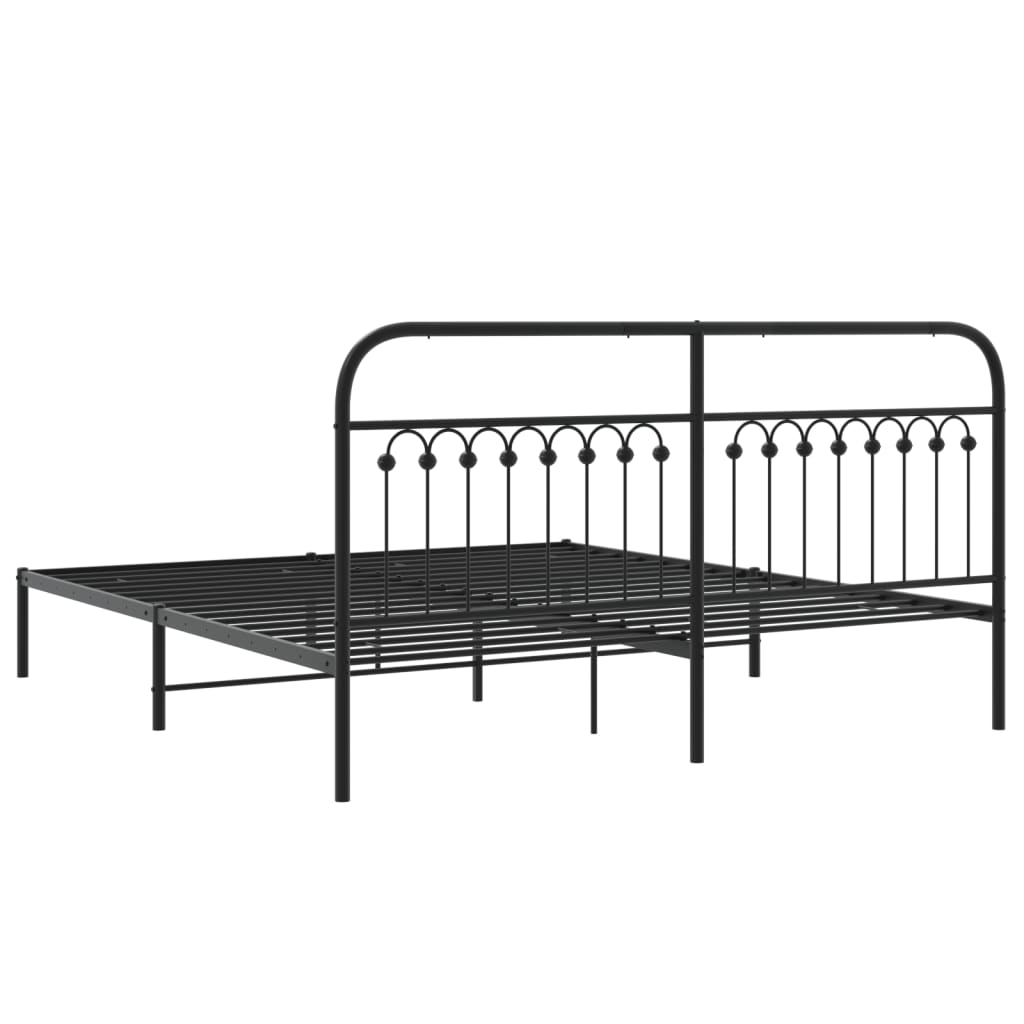 Sengeramme i metall med sengegavl svart 183x213 cm