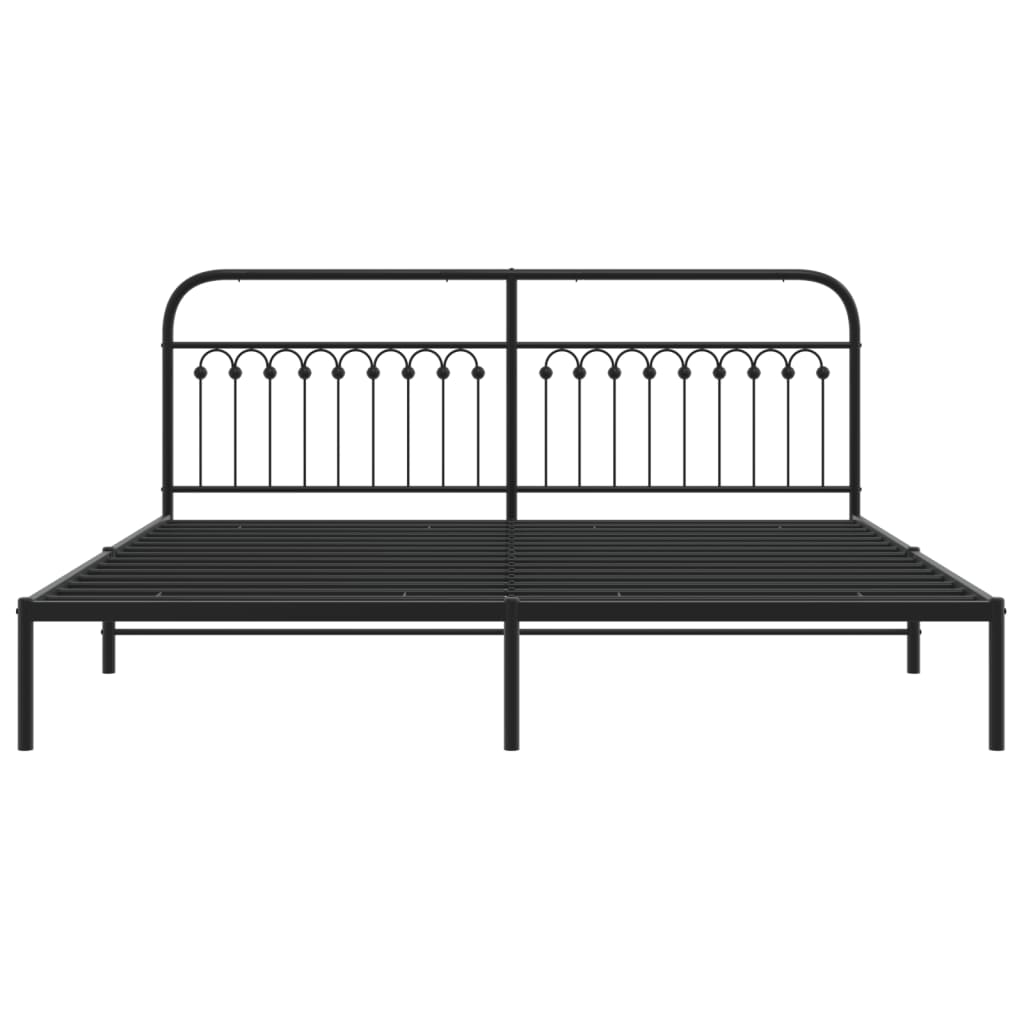 Sengeramme i metall med sengegavl svart 200x200 cm
