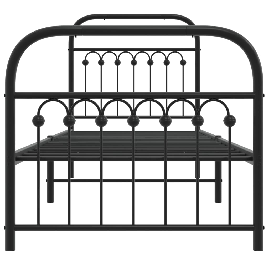 Sengeramme i metall med hode- og fotgavl svart 75x190 cm