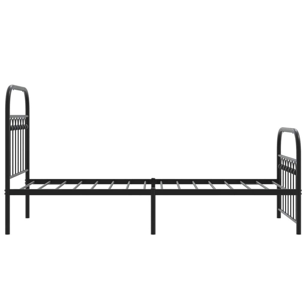 Sengeramme i metall med hode- og fotgavl svart 75x190 cm