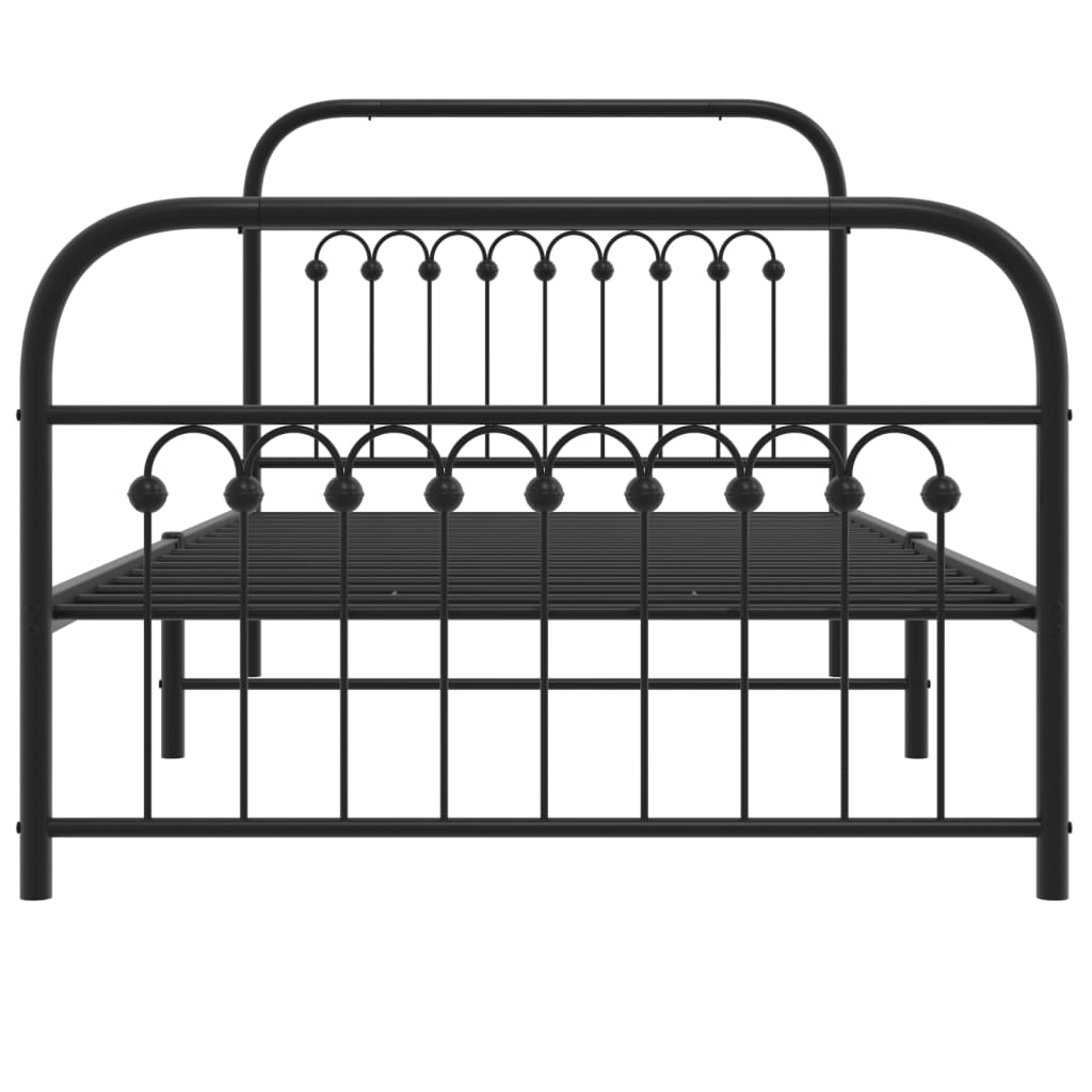 Sengeramme i metall med hode- og fotgavl svart 100x190 cm