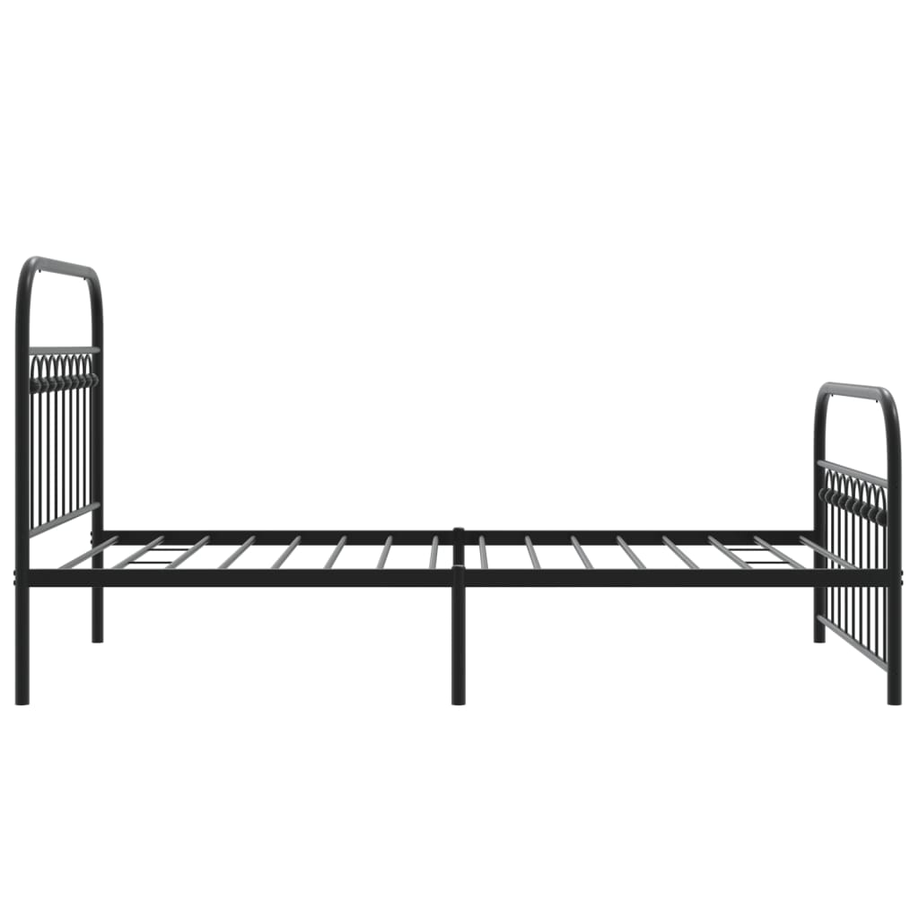Sengeramme i metall med hode- og fotgavl svart 100x190 cm