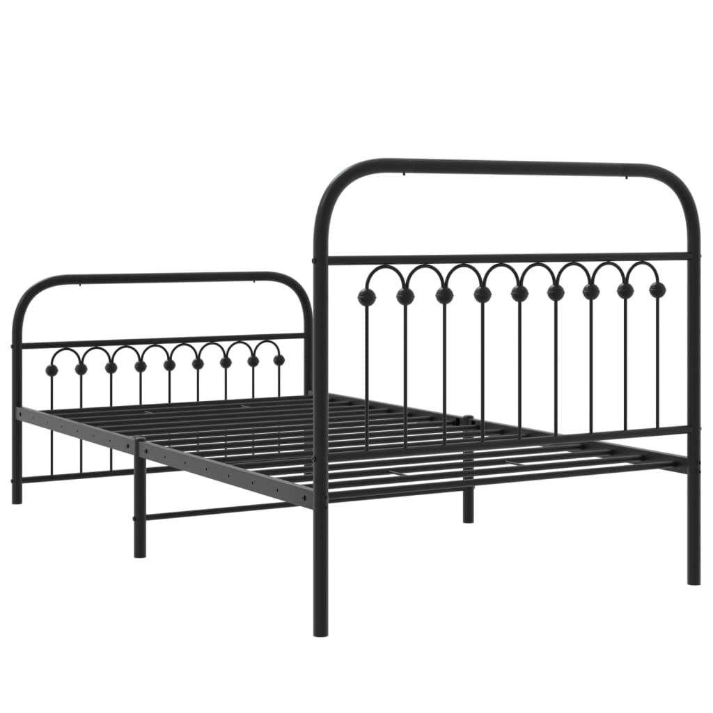 Sengeramme i metall med hode- og fotgavl svart 100x200 cm