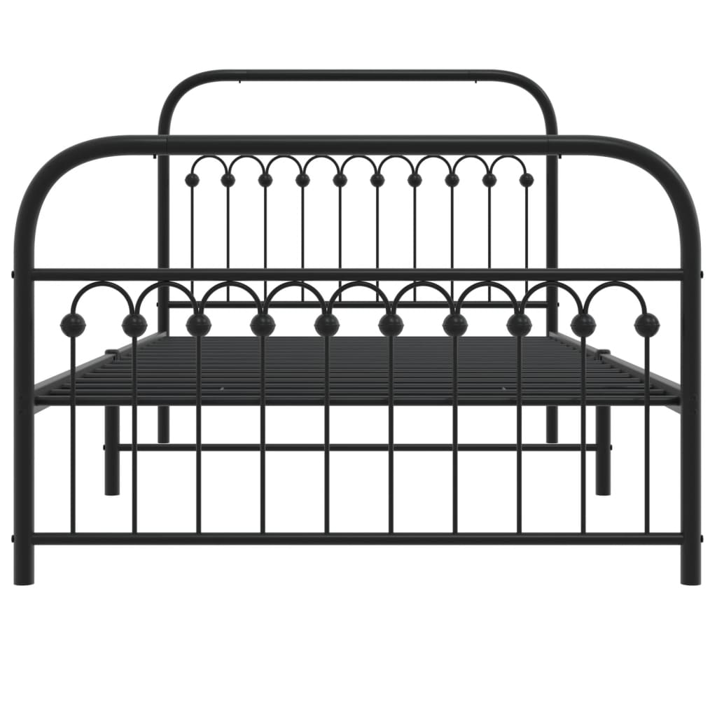 Sengeramme i metall med hode- og fotgavl svart 107x203 cm
