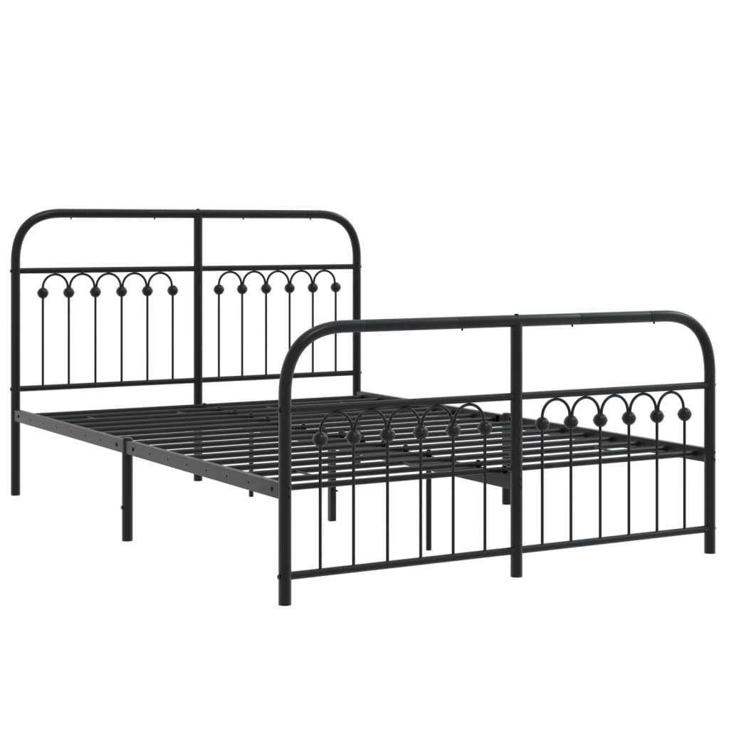 Sengeramme i metall med hode- og fotgavl svart 140x190 cm