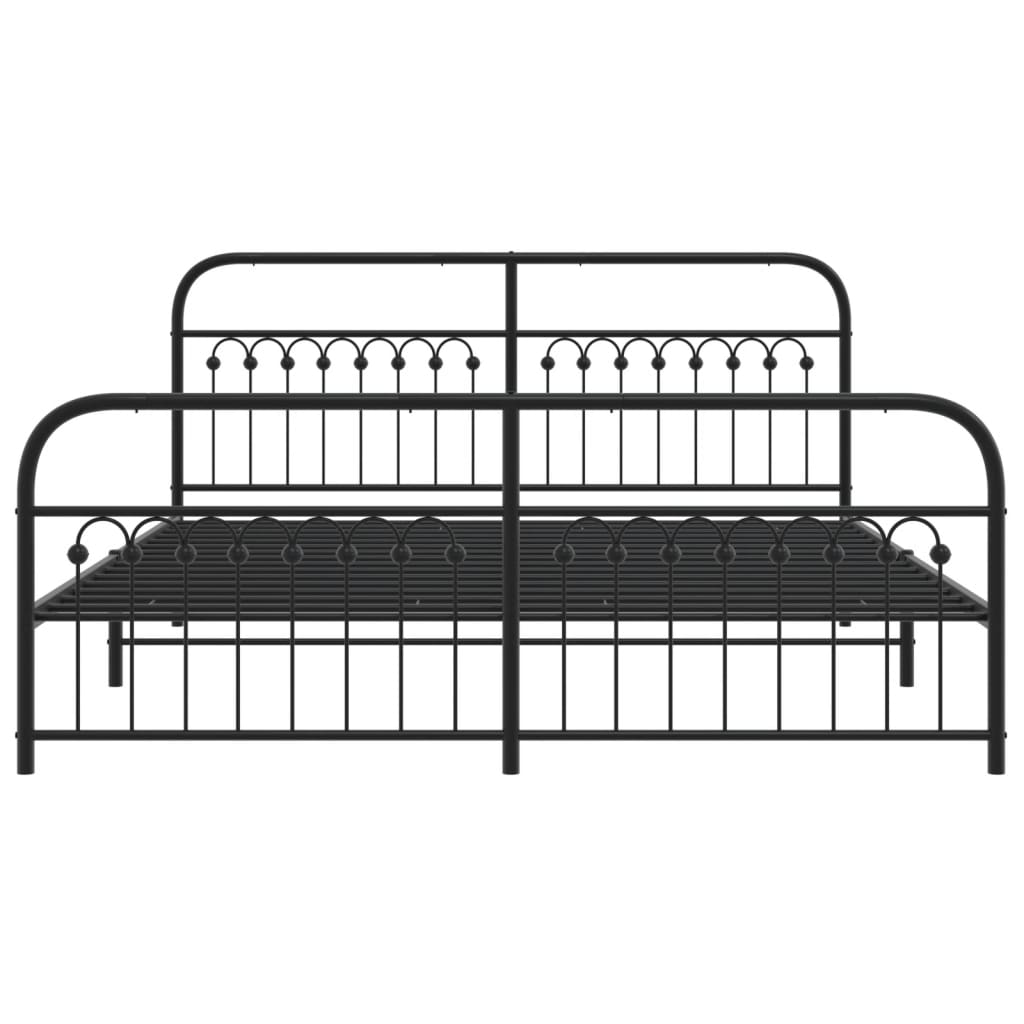 Sengeramme i metall med hode- og fotgavl svart 183x203 cm