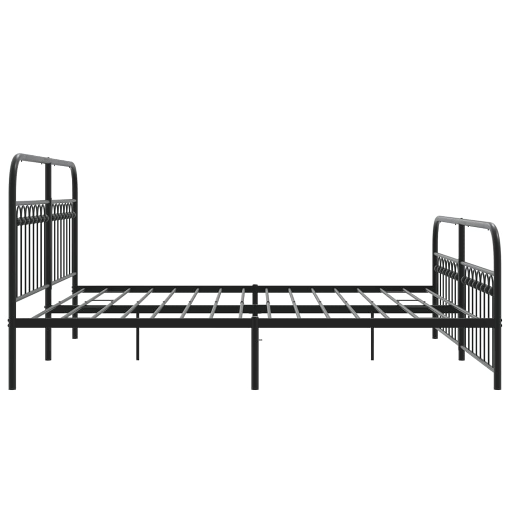 Sengeramme i metall med hode- og fotgavl svart 183x203 cm