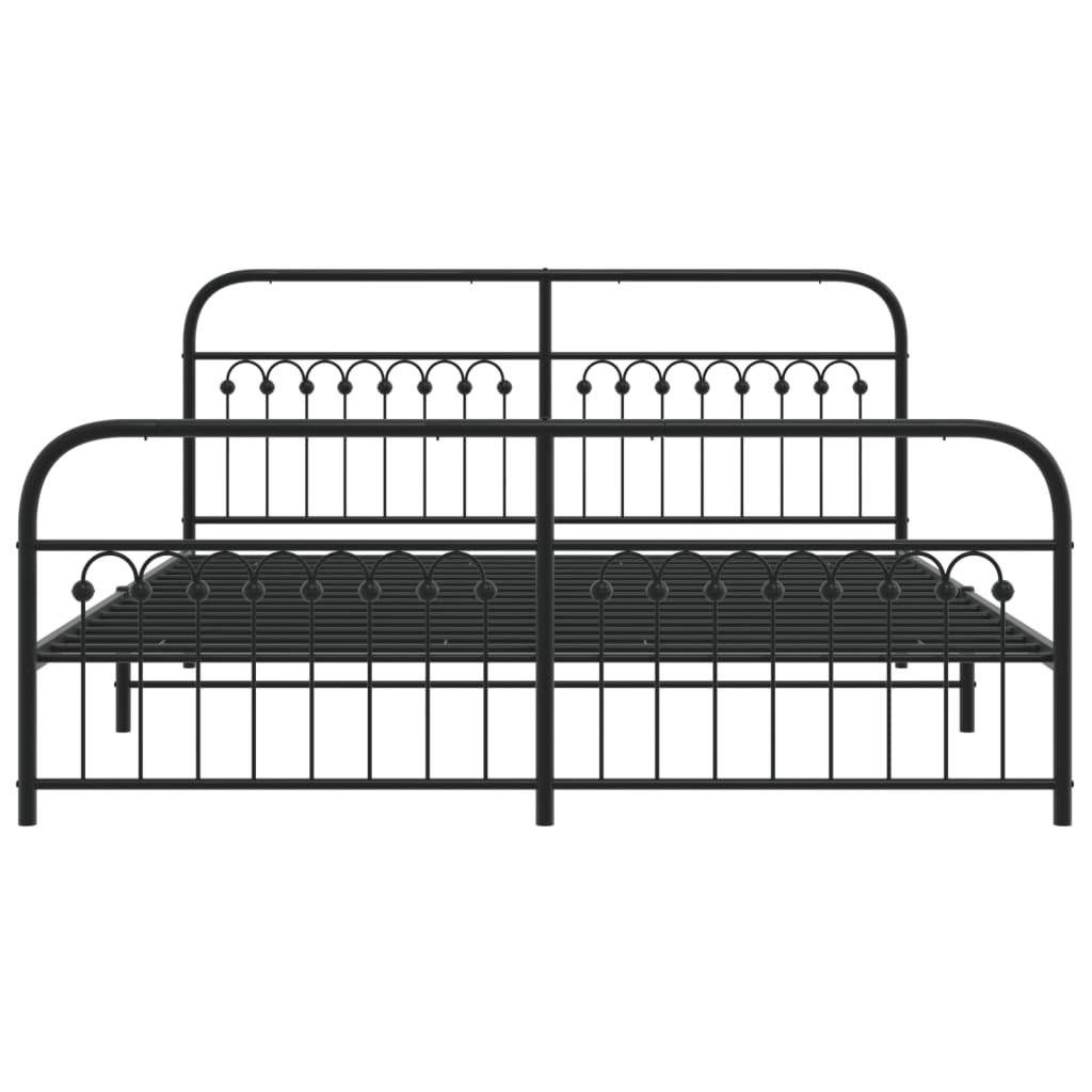 Sengeramme i metall med hode- og fotgavl svart 183x203 cm