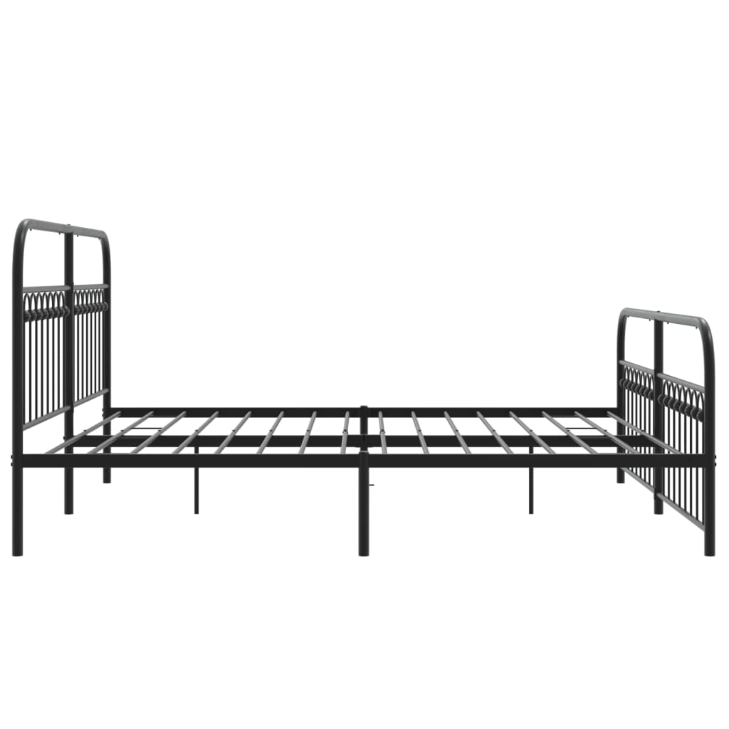 Sengeramme i metall med hode- og fotgavl svart 183x203 cm