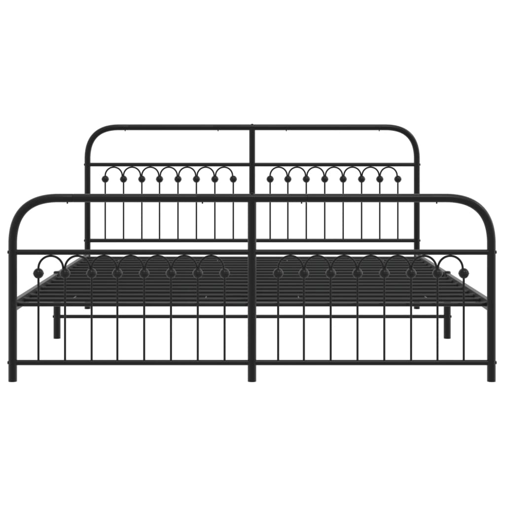 Sengeramme i metall med hode- og fotgavl svart 183x213 cm