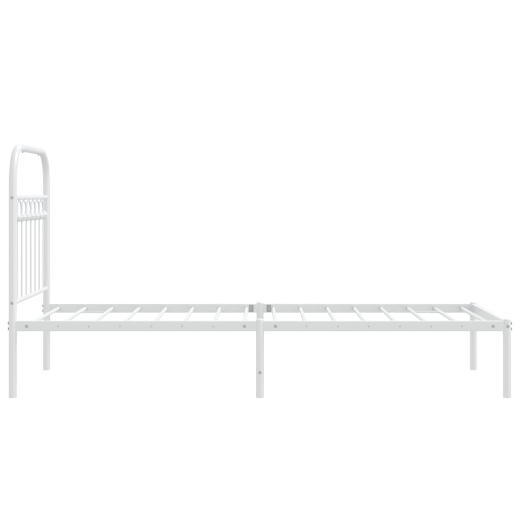 Sengeramme i metall uten madrass med hodegavl hvit 75x190 cm