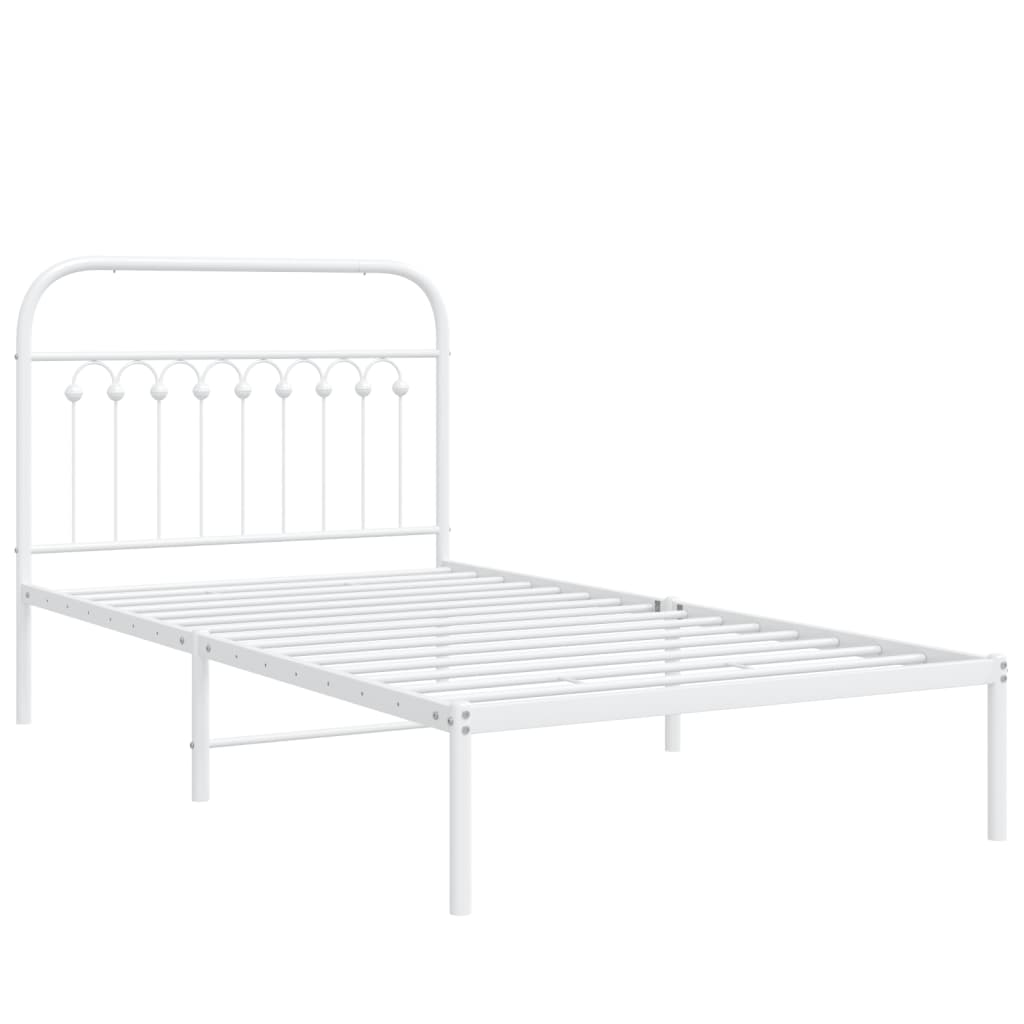 Sengeramme i metall med hodegavl hvit 100x190 cm