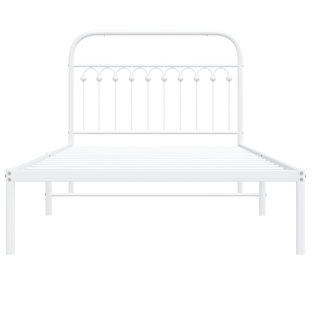 Sengeramme i metall med hodegavl hvit 107x203 cm