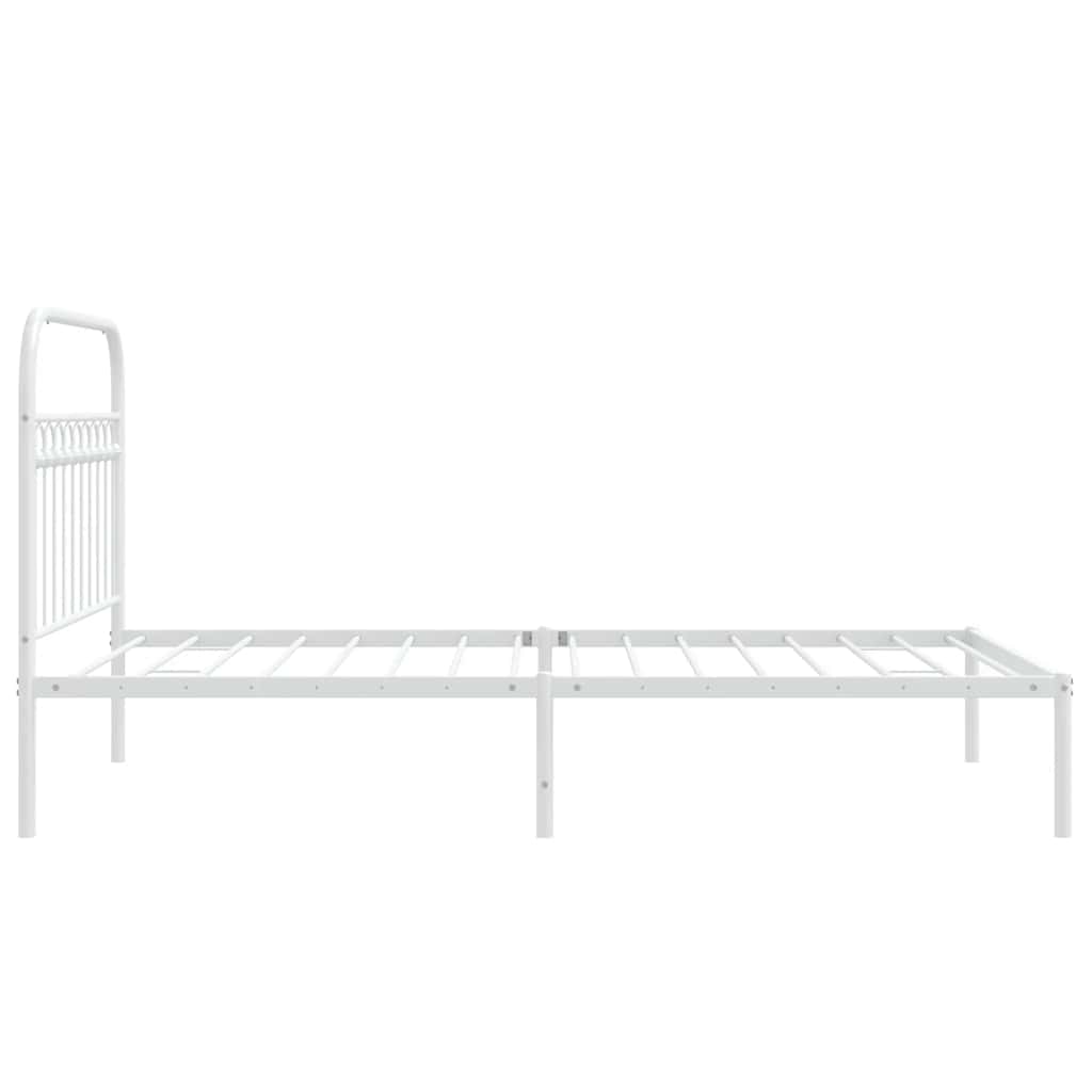 Sengeramme i metall med hodegavl hvit 107x203 cm