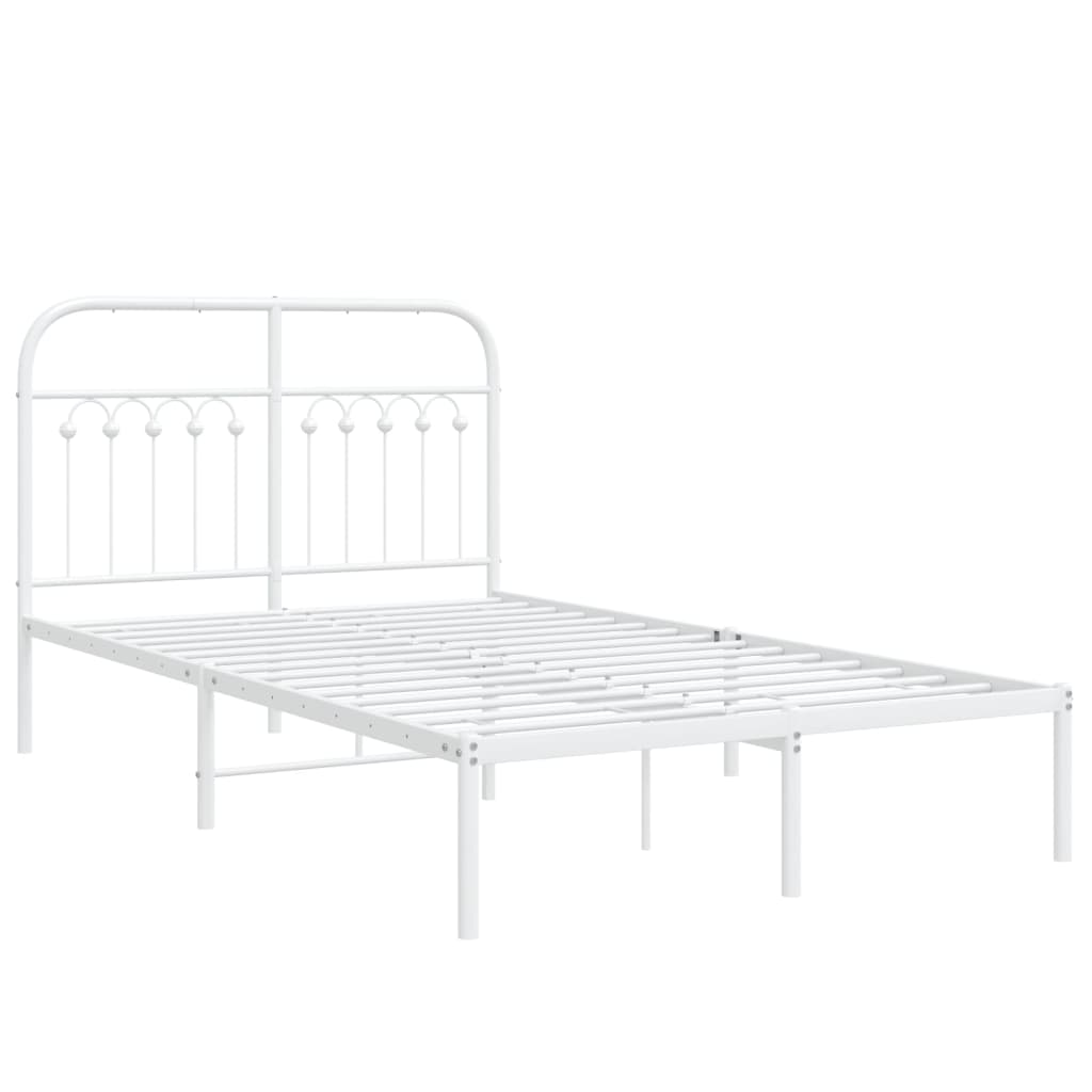 Sengeramme i metall med hodegavl hvit 120x190 cm