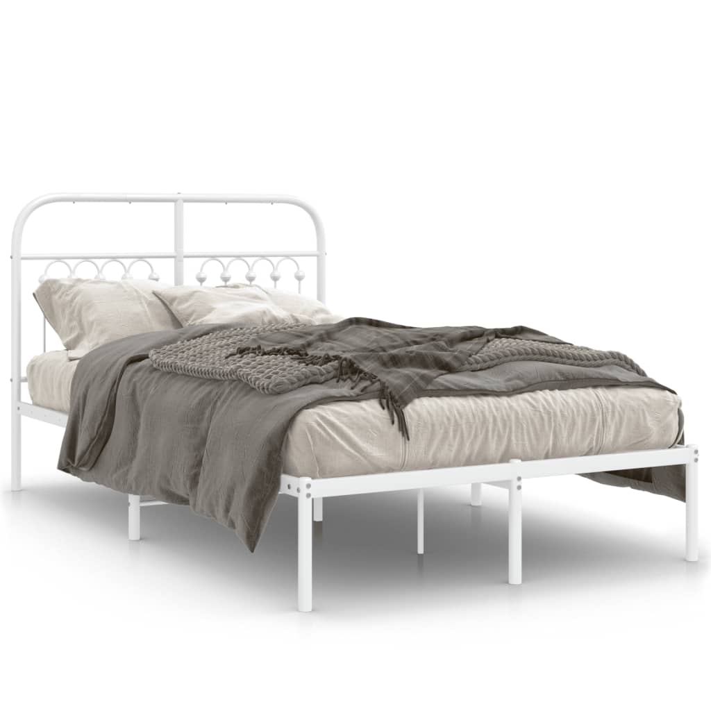Sengeramme i metall med hodegavl hvit 120x190 cm