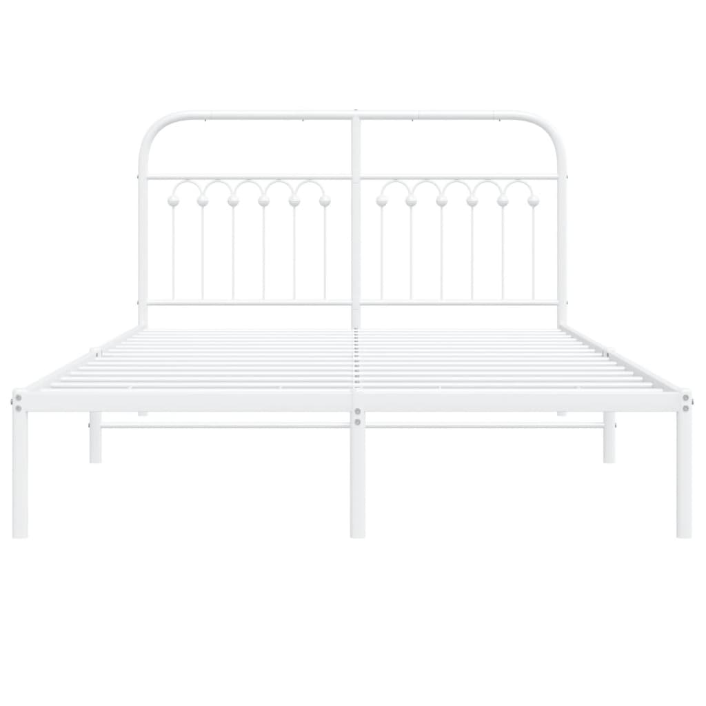 Sengeramme i metall med hodegavl hvit 135x190 cm