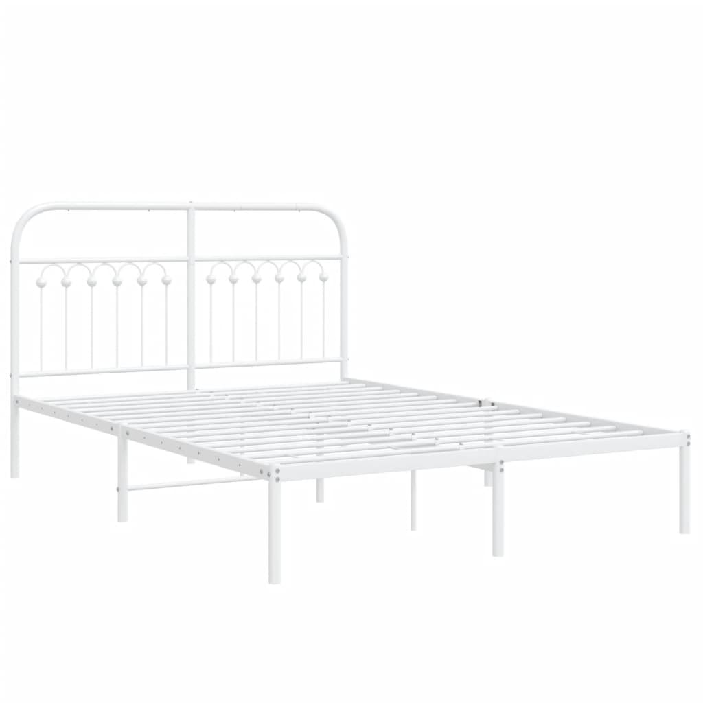Sengeramme i metall med hodegavl hvit 140x200 cm