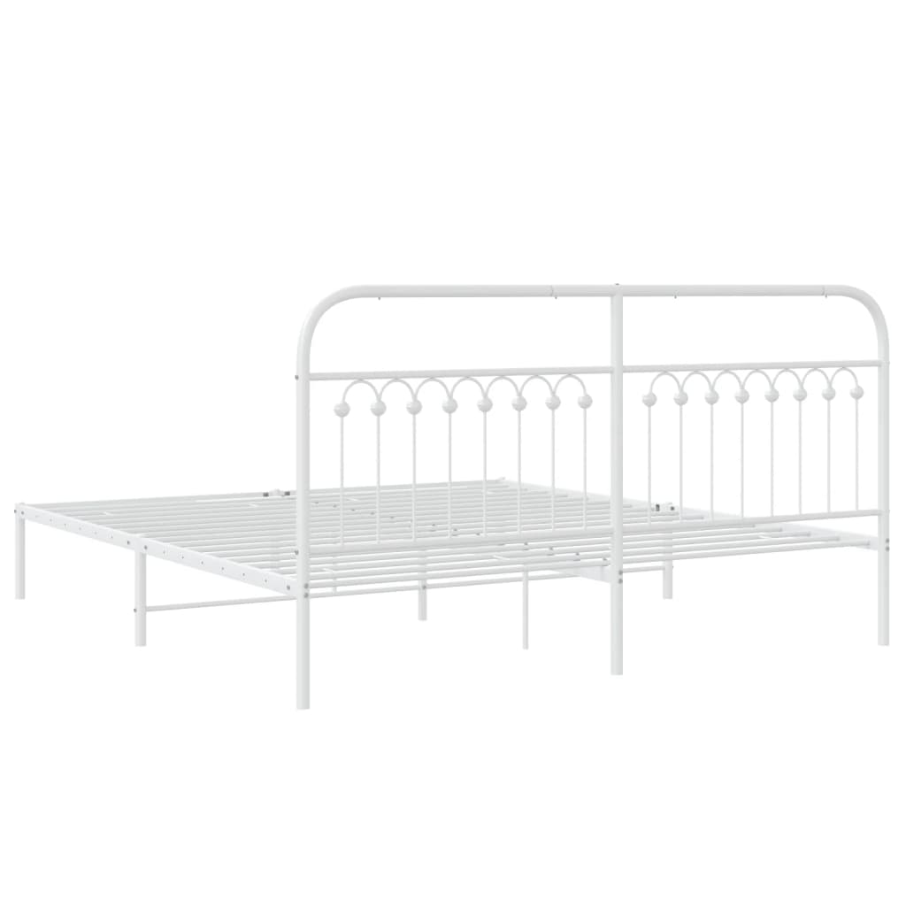 Sengeramme i metall med hodegavl hvit 183x213 cm