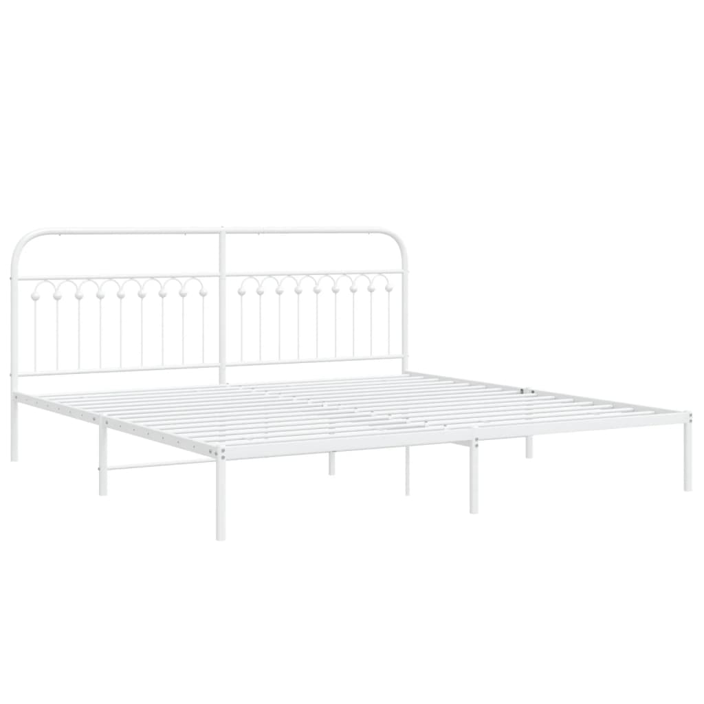 Sengeramme i metall med hodegavl hvit 193x203 cm