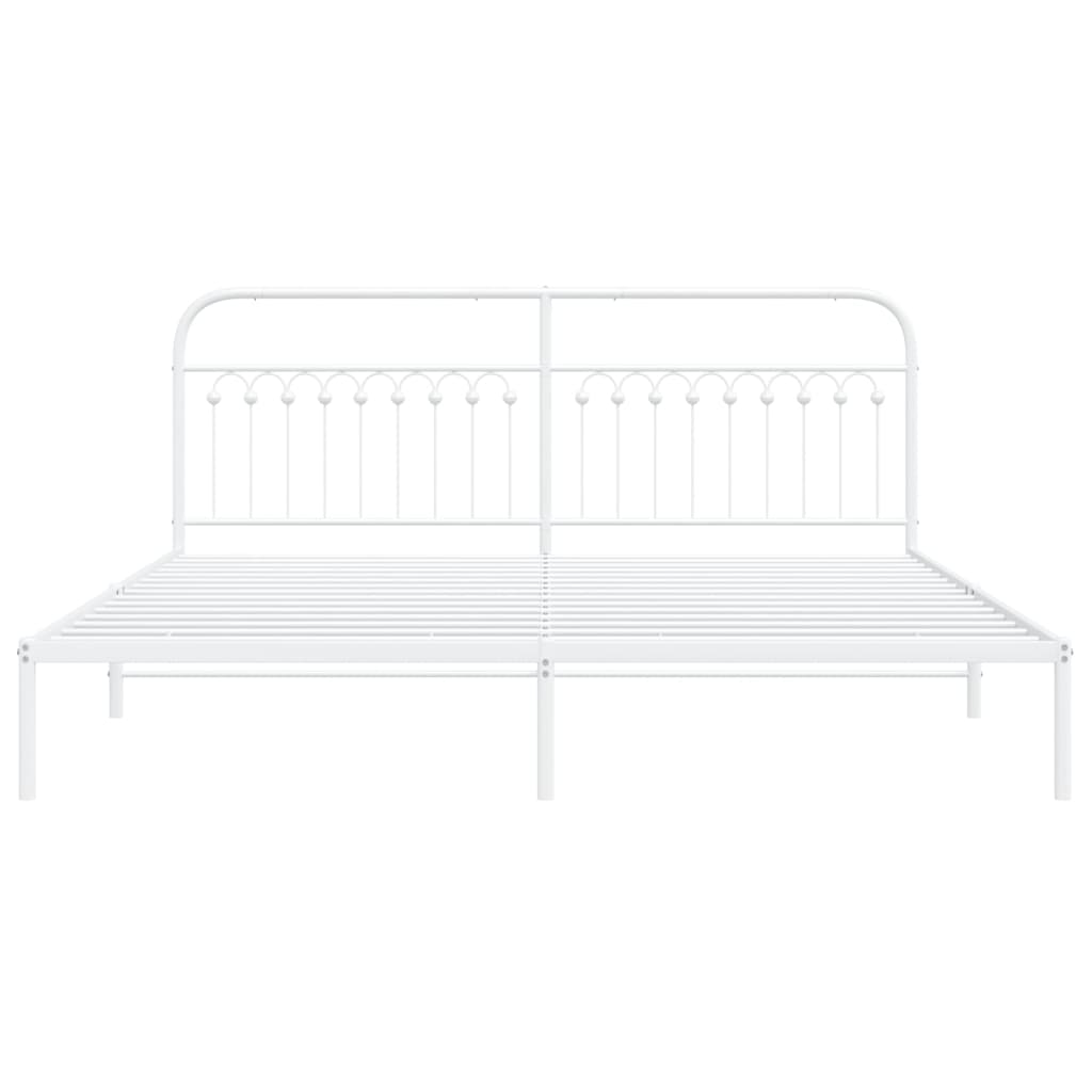 Sengeramme i metall med hodegavl hvit 193x203 cm