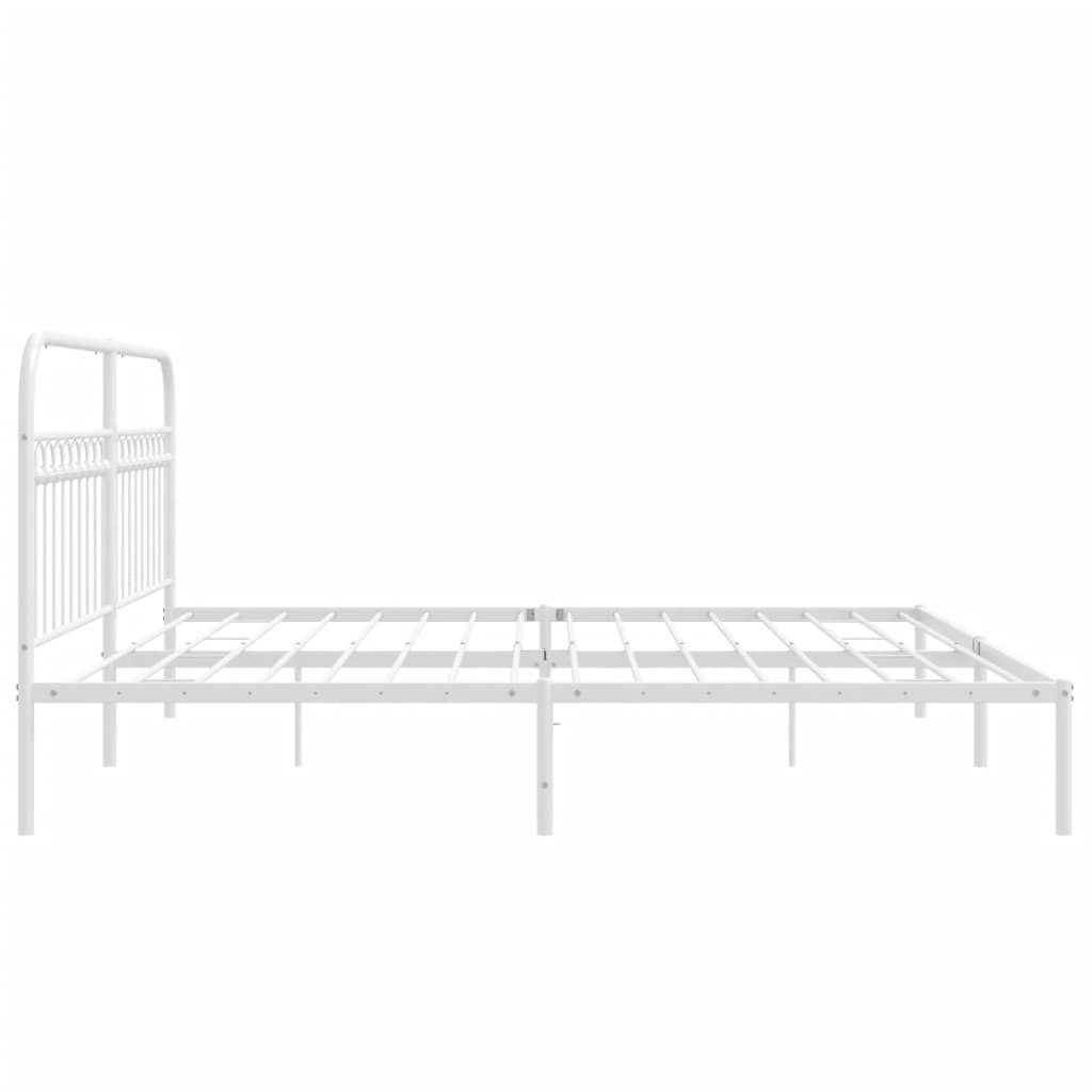 Sengeramme i metall med sengegavl hvit 200x200 cm