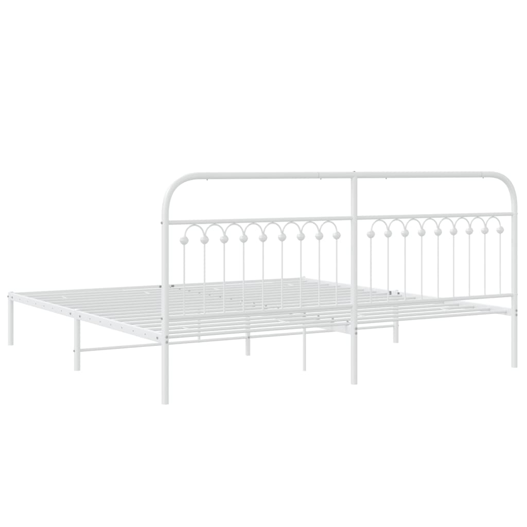 Sengeramme i metall med sengegavl hvit 200x200 cm