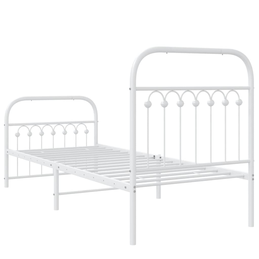 Sengeramme i metall med hode- og fotgavl hvit 80x200 cm