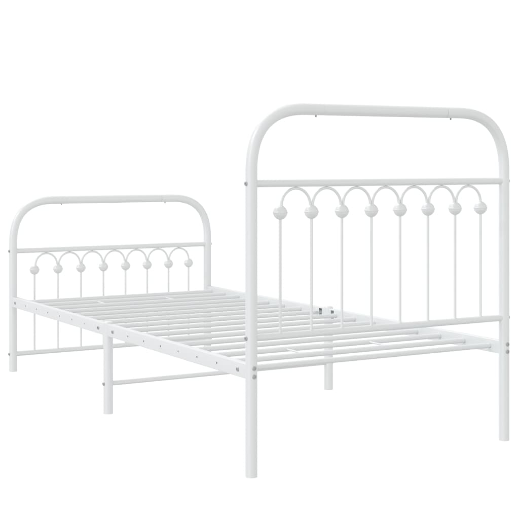 Sengeramme i metall med hode- og fotgavl hvit 90x200 cm
